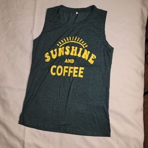 NWOT Tank Top Sunshine and Coffee Green S